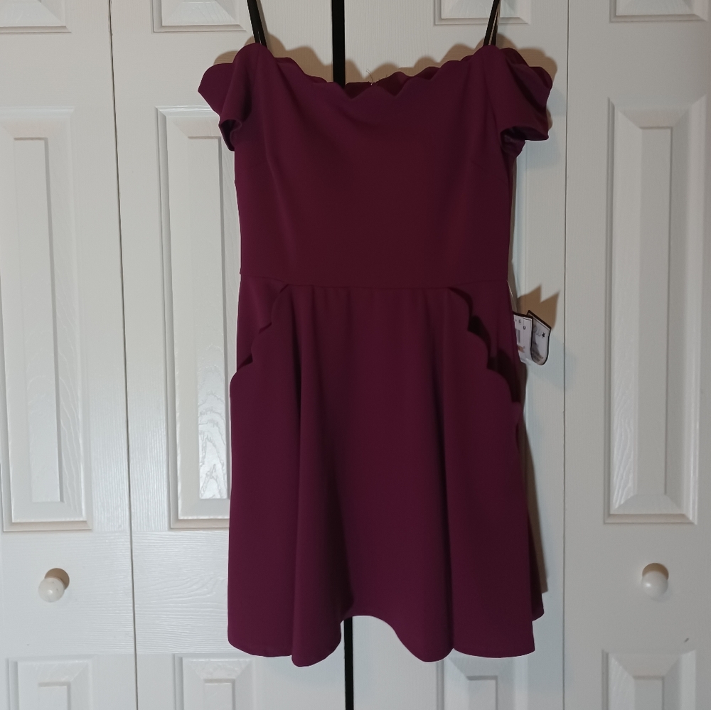 NWT Juniors B Darlin Purple Off the Shoulder Dress
